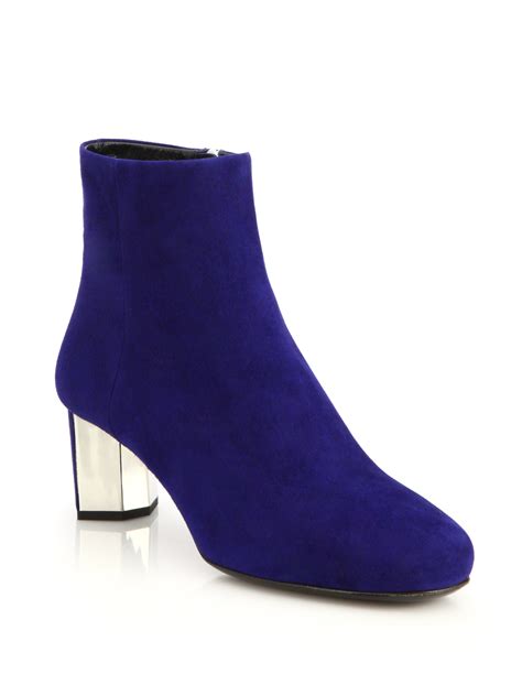 prada blue suede ankle boots|Prada high heel boots.